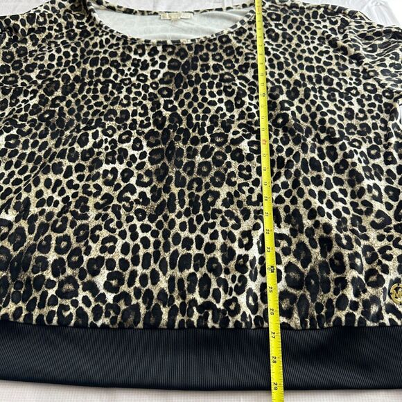 Michael Kors Women’s Animal Leopard Print Brown Black Long Sleeve Top Size 4X - Picture 6 of 10
